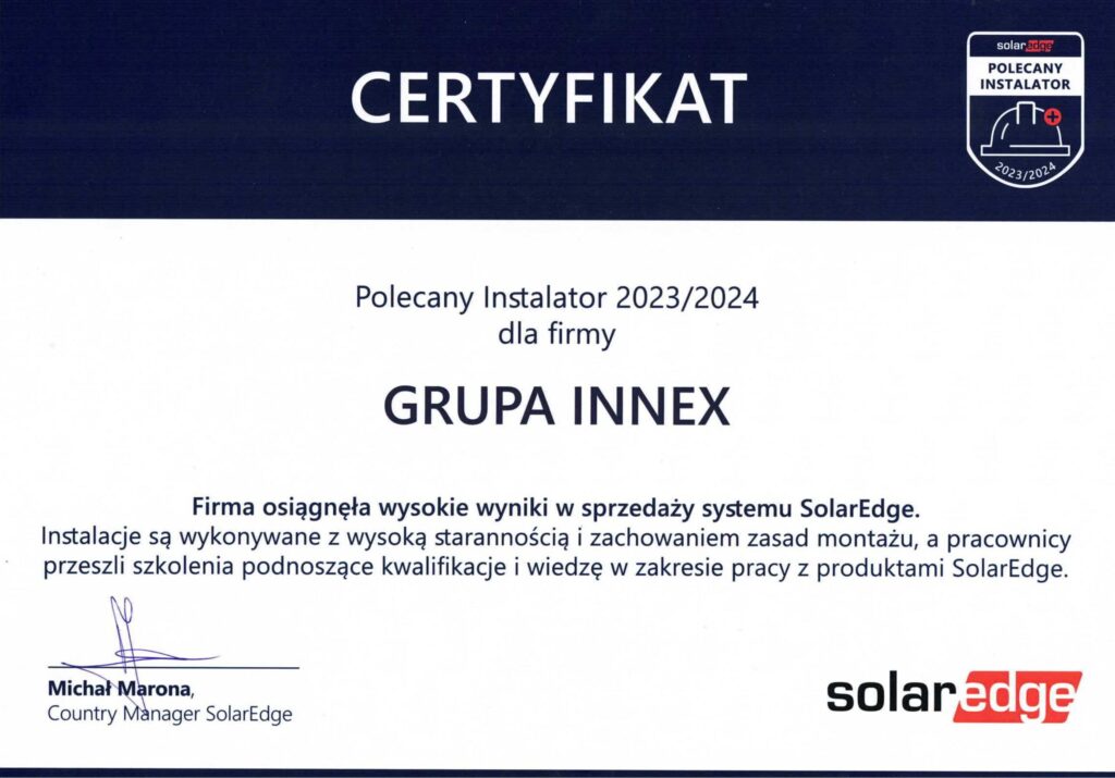 certyfikat innex